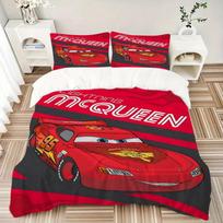 3 vnt. su Lightning McQueen spausdinta patalynės komplektas,(Rinkinį sudaro 1 antklodės užvalkalas ir 2 pagalvių užvalkalai, antklodė neįtraukta) yy250814064 155x200cm