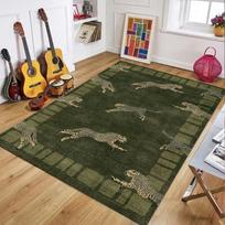 Vintažinis žalias leopardo rašto kilimas prabangus kilimas neslystantis plaunamas grindų kilimėlis prie durų madingas gepardo raštas svetainei miegamajam 80x120cm