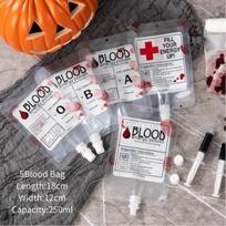Halloween Blood Bag Set Creative Cocktail Cups Edible Blood Bag Juice Bags Drink Decoration Bags Party Halloween Tools white