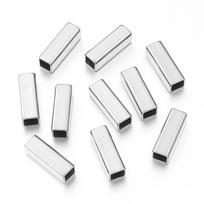 5-10pcs/lot Stainless Steel Positioning Long Tube Beads Rectangular Spacer Beads For DIY Bracelet Necklace Jewelry Wholesale 15x3mm Hole 1.9mm white