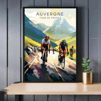 Dviračio ir dviratininko Tour De France plakatas Alpe D'Huez trasa Peizažo atspaudai Drobės tapyba Sienų paveikslas Svetainei Namų dekoras 70cm×120cm NoFrame