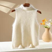 Women's Ice Cream Cashmere Crew Neck Sleeveless Wool Vest - Autumn/Winter 2025 L 90-150 jin balta