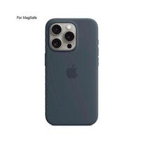 (Tamsiai mėlyna) Iphone 15 Pro dėklas su Magsafe - Skysto silikono apsauginis dangtelis pilka