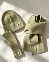 3 vnt. rinkinys Žieminė kepurė Šalikas Jutikliniai pirštinės Unisex Megztas Šiltas Beanie Kaklo mova Pirštinės Rinkinys Rudeniui Žiemai Lauko Kasdieniam dėvėjimui white