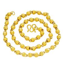 Men's 24k Gold-Plated Dragon Head Necklace with Sand Gold Beads - Durable, Color-Preserving Design yellow