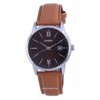 Casio Maroon ciferblatas nerūdijančio plieno analoginis kvarcinis MTP-V002L-5B3 MTPV002L-5 vyriškas laikrodis black