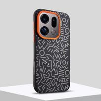 Dažyta Grafiči Magnetinis Siurbimo Telefono Dėklas Skirtas Oppo Find X9 Pro FindX9 Paprastas Odinis Dangtelis Su Metaliniu Objektyvu+Atskirais Mygtukais OPPO Find X9 juoda