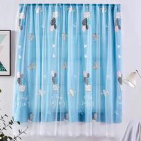 Curtain Velcro Window Self Adhesive Blackout Drapes Home Bedroom Decorative Girl Desert,100*115cm/39.4*45.3in gray