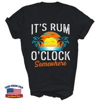 Funny Beach Rum O'clock somewhere Drinking Retire Unisex Shirt Gift 120 orange
