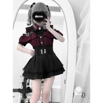 Spice Girl's new high-end design lace Japanese shirt top high-waisted skirt two-piece suit off-the-shoulder and thin xl-(recommended 55-60kg ) black