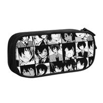 New Dazai Osamu Collage Bungo Stray Dogs Pencil Cases  Pencilcases Pen for Student Big Bags Students School Gifts Stationery 21x10.5x5cm gray