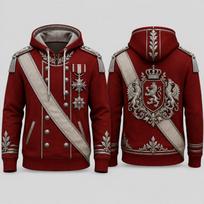 Mens Red Ceremonial Guard Uniform 3D Print Zip Hoodie Polyester Long Sleeve Cosplay Streetwear Jacket Costume Top Unisex 6XL gray