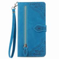 Odinis piniginės tipo dėklas su užtrauktuku Honor Magic 8 7 6 5 Pro Lite Honor Magic5 Pro blue