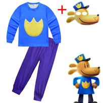 Dog Man Kids' Long-Sleeve Pajama Set Size 130 blue
