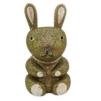 Rabbit Crystal Evening Clutches Women Diamonds Party Prom Bag Ladies Rhinestone Sparkling Purses Wedding Bridal Handbags 21cmX11cmX10cm brown