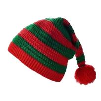 Winter Knitted Christmas Hat Pom Pom Ball New Year Party Xmas Decor Wool Christmas Beanie Santa Caps for Women Men black