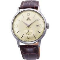 Orient Men's Bambino Small Seconds Japanese Automatic Watch, Leather Strap, 21mm Champagne/Stainless Steel.