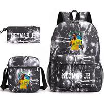 Neymar Schoolbag Star Neymar Has The Same Peripheral Printed Backpack, Male And Female Students Campus Three-Piece Schoolbag. Backpack gray