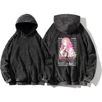 Karštas Anime Demon Slayer Kanroji Mitsuri Spausdinti Vyriški Moteriški Gobtuviniai Džemperiai Vintage Skalbti Medvilniniai Džemperiai Harajuku Gatvės Apranga XXXL black