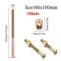 10 vnt. 40-100 mm M6 Baldų varžtai lovos rėmui, kėdei, spintai, baldų surinkimui 10pcs M6x100mm