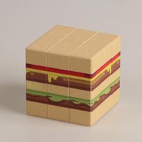 Magic Cube 3X3X3 3D Uv Graffiti Hamburger Fun Stress Relief Puzzle Professional Smooth Speed Game Children'S Toys Gifts beige