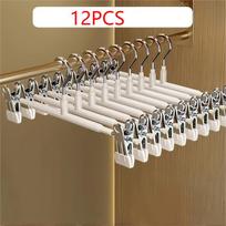 12pcs Adjustable Metal Clothes Hangers with Clips, Non-Slip Space-Saving Hangers for Pants, Skirts, Shirts & Garments, Closet Organizer balta
