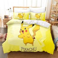 Pokemono patalynės komplektas 3D Pikaču antklodės užvalkalas Anime spausdinti antklodžių užvalkalų komplektai Vaikų patalynė Šventinė dovana 140x200cm-2pcs