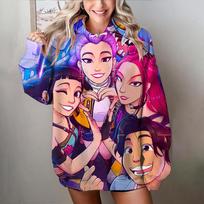 Moteriškas džemperis su gobtuvu KPop Demonų medžiotojai Džemperis su gobtuvu Kasdienis Individualizuotas gatvės drabužis Atostogų drabužis 5XL blue