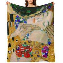 The Kiss by Gustav Klimt Throw Blanket decorative Multi-Purpose Thins blankets and throws Blankets 30x40in beige