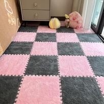 Princess Room Full Coverage Square Splicing Floor Mat - Dirt-Resistant and Easy to Clean 30*30*0.6CM with Edge Strip [1 Piece Price] black