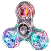 Hand Cranked Gyroscope Crystal Illuminated LED Light Fidget Spinner Night Light EDC Stress Reducing Toy Power Gyroscope gray