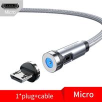 „Essager 540“ pasukamas magnetinis kabelis „Micro USB Type C“ laidas skirtas „iPhone14 Android“ greito įkrovimo magnetiniam įkrovikliui telefono kabelio laidas 1M Micro pilka