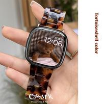 Moteriškas prabangus dervos dirželis, skirtas Fitbit Versa 4 3 2 1 apyrankės riešo apyrankės dirželis Fitbit Sense 2 priedams Fitbit Versa lite gray