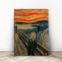 Juokinga katė su žinomu paveikslu Drobės tapyba draugas ir The Scream Sienos meno plakatas ir spaudiniai Sieninė tapyba Namų kambario dekoracija 21cm×30cm NoFrame orange