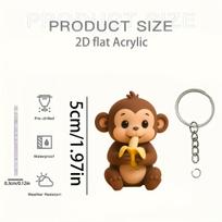 2D Flat Acrylic Banana Monkey Keyring, Creative Thanksgiving Pendant, Great Gift for Friends, Suitable for Home, Holiday, Birthday & Party Decor 1.97inch brown