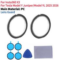 Front Camera Protector Shield For Tesla Model Y Model 3 2025-2026Model YL Aluminum Alloy Tempered Glass Camera Rainproof Cover black