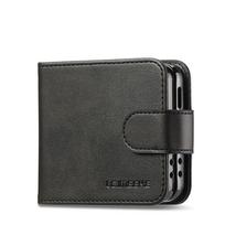 Leather Wallet Cover For Samsung Galaxy Z Flip 7 fe 6 5 4 3 Flip7 Flip6 Flip5 Flip4 Flip3 5G Phone Case with Card Holder Galaxy Z Flip4 gray