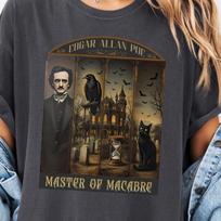 Edgar Allan Poe T-Shirt Gothic Graphic Tee The Raven Nevermore Quote Horror Literature Shirt Dark Academia Aesthetic Halloween Party Gift 120 black