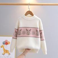 Girl S Little Kids Cartoon Pullover Round Neck Long Sleeve Knit Sweater 170 smėlis
