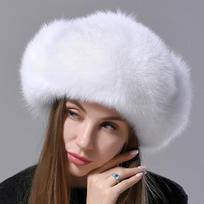 Natūralaus lapės kailio pūkuota aviacinė kepurė su ausimis Ushanka moteriška žieminė šilta pūkuota stilinga moteriška uodegos kepurė madinga tikro kailio kepurė One Size balta