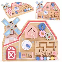 Wooden Farm Busy Board – Sensory House with Animal Maze ZA6485