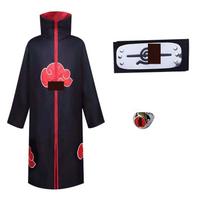 Karštas išpardavimas Anime Ninja Akatsuki organizacijos apsiausto rinkinys Kaktos žiedas Galvos juosta Karoliai Kuwo rankinio kardo rinkinys XS black
