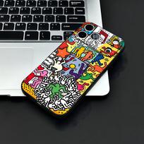 Menininko K-H-haring dėklas telefonui IPhone 17 Air 16 E Pro Max 15 14 13 Mini 12 Pro 11 Max Plus Juodas minkštas dėklas iPhone17