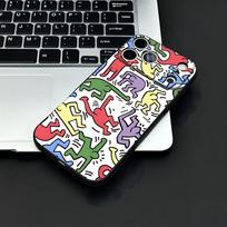 Menininko K-H-haring dėklas telefonui IPhone 17 Air 16 E Pro Max 15 14 13 Mini 12 Pro 11 Max Plus Juodas minkštas dėklas iPhone17