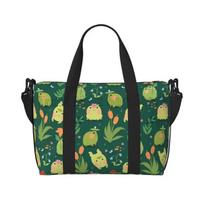 Cute Frog Dragonfly Print Travel Duffel Bag Animal Green Frog Sport Gym Bags Weekender Overnight Bag Carry on Shoulder Tote Bags black