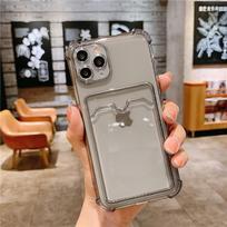 Clear Insert Card Case for iPhone 15 Pro/11/13 - Soft Full Coverage iPhone 13 Mini gray
