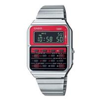 CASIO Men's Watch Calculator Databank CA-500WE-4B Red Stainless Steel Bracelet gray