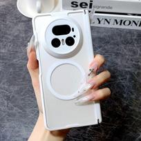 For Honor Magic V6 V5 Case Deluxe Skin-Friendly Silicone Magnetic Back Cover For Magic V6 Wireless Charging Shockproof Bumper HONOR Magic V5 balta