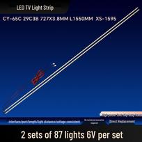 CY-65C LED TV Backlight Strip, Model XS-1595, 29C3B, 727X3.8MM, L1550MM TE1324 (2pcs) blue