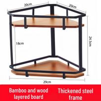Two-Tier Wall-Mounted Kitchen Corner Spice Rack for Seasonings and Oils black